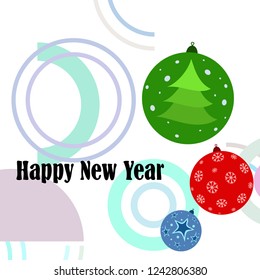 Christmas balls, New Year greeting card, vector background