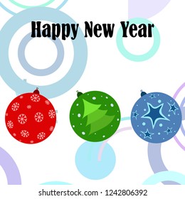 Christmas balls, New Year greeting card, vector background