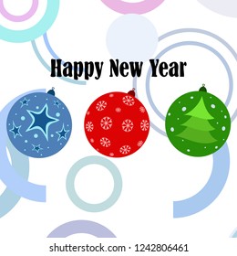 Christmas balls, New Year greeting card, vector background