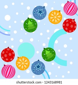 Christmas balls, New Year greeting card, vector background