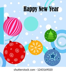 Christmas balls, New Year greeting card, vector background
