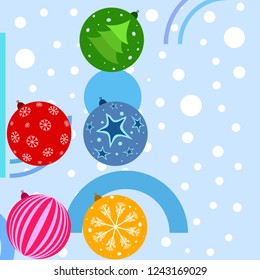 Christmas balls, New Year greeting card, vector background