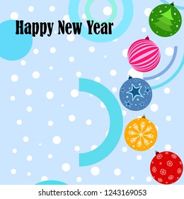 Christmas balls, New Year greeting card, vector background