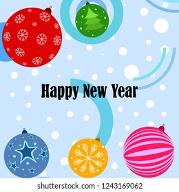 Christmas balls, New Year greeting card, vector background