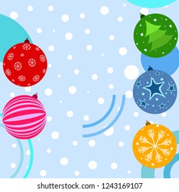 Christmas balls, New Year greeting card, vector background