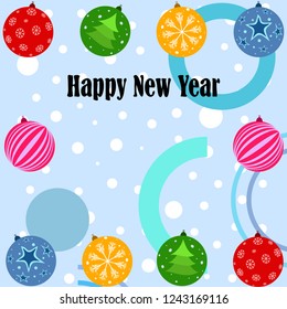 Christmas balls, New Year greeting card, vector background