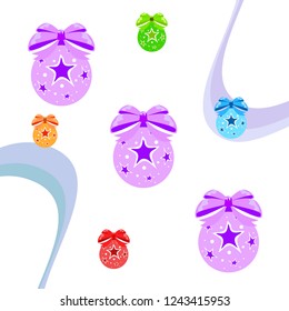 Christmas balls, New Year greeting card, vector background