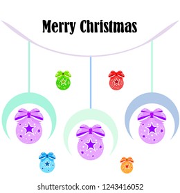 Christmas balls, New Year greeting card, vector background