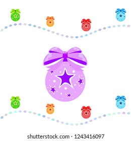 Christmas balls, New Year greeting card, vector background