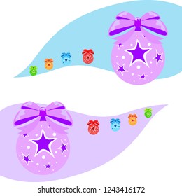 Christmas balls, New Year greeting card, vector background