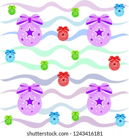 Christmas balls, New Year greeting card, vector background