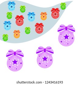 Christmas balls, New Year greeting card, vector background