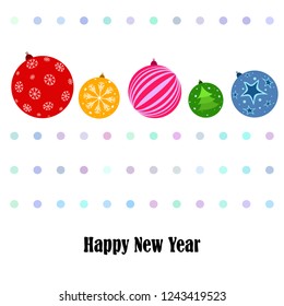 Christmas balls, New Year greeting card, vector background