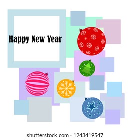 Christmas balls, New Year greeting card, vector background