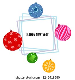 Christmas balls, New Year greeting card, vector background
