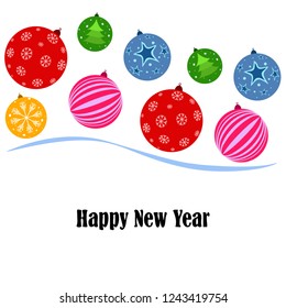 Christmas balls, New Year greeting card, vector background