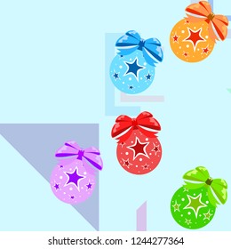 Christmas balls, New Year greeting card, vector background