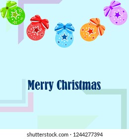 Christmas balls, New Year greeting card, vector background