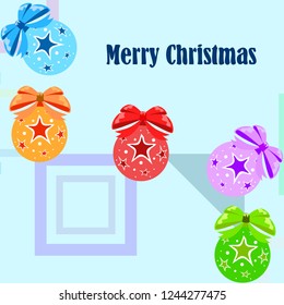 Christmas balls, New Year greeting card, vector background