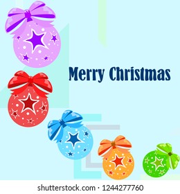Christmas balls, New Year greeting card, vector background
