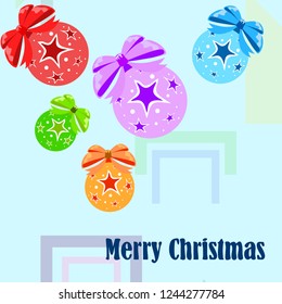 Christmas balls, New Year greeting card, vector background