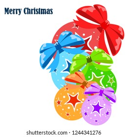 Christmas balls, New Year greeting card, vector background