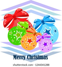 Christmas balls, New Year greeting card, vector background