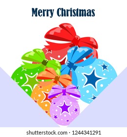Christmas balls, New Year greeting card, vector background