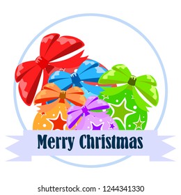 Christmas balls, New Year greeting card, vector background