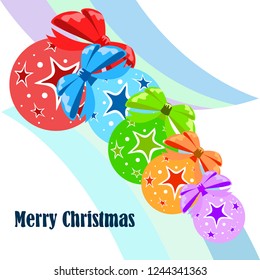 Christmas balls, New Year greeting card, vector background
