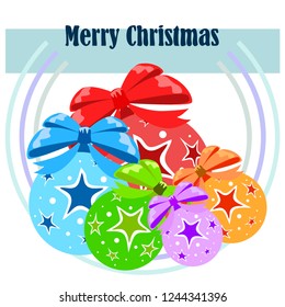 Christmas balls, New Year greeting card, vector background