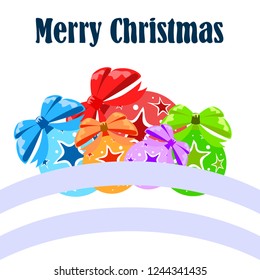 Christmas balls, New Year greeting card, vector background