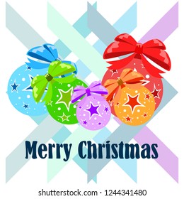 Christmas balls, New Year greeting card, vector background