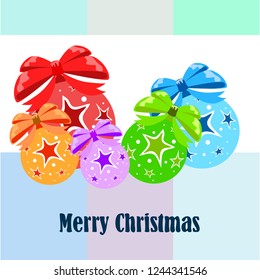Christmas balls, New Year greeting card, vector background