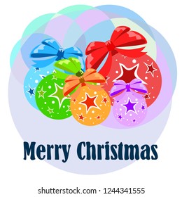 Christmas balls, New Year greeting card, vector background