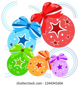 Christmas balls, New Year greeting card, vector background