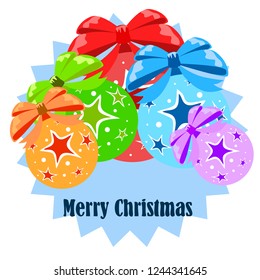 Christmas balls, New Year greeting card, vector background