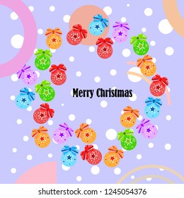 Christmas balls, New Year greeting card, vector background