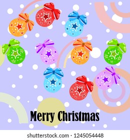 Christmas balls, New Year greeting card, vector background