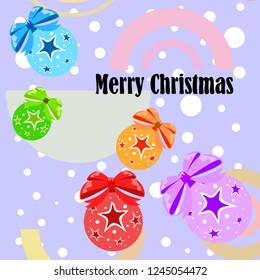 Christmas balls, New Year greeting card, vector background