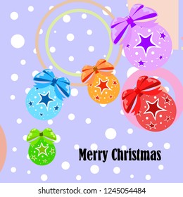 Christmas balls, New Year greeting card, vector background