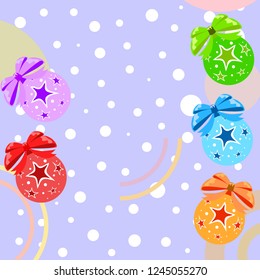 Christmas balls, New Year greeting card, vector background