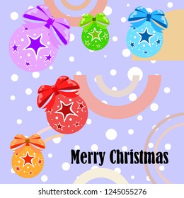 Christmas balls, New Year greeting card, vector background