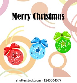 Christmas balls, New Year greeting card, vector background