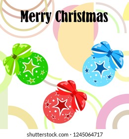 Christmas balls, New Year greeting card, vector background