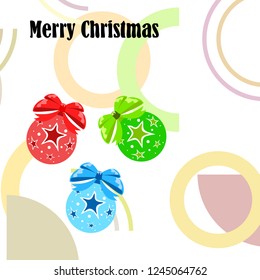 Christmas balls, New Year greeting card, vector background