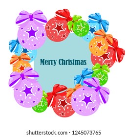 Christmas balls, New Year greeting card, vector background