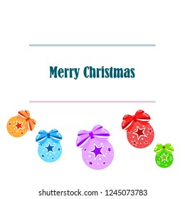Christmas balls, New Year greeting card, vector background