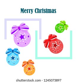 Christmas balls, New Year greeting card, vector background
