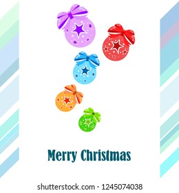 Christmas balls, New Year greeting card, vector background